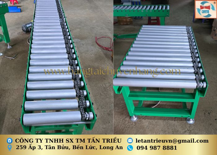 Băng tải con lăn truyền động xích